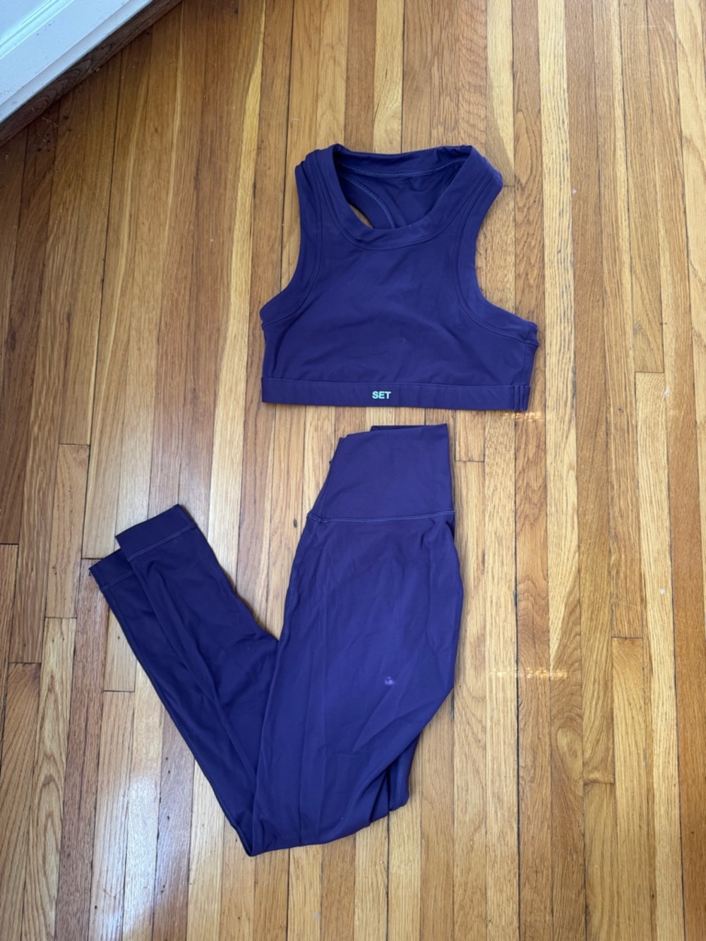 SET Active Women's Purple Leggings & Sports Bra Set